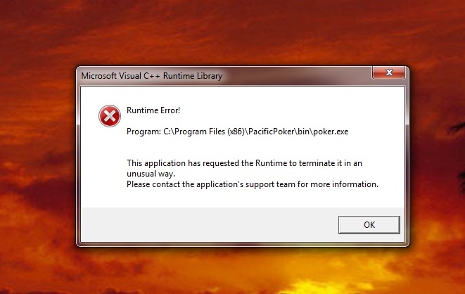 Required microsoft visual c runtime. Ошибка this application has requested the runtime to terminate. Ошибка runtime Error (at 40:149): could not Call proc.. Fatal Error! - An unexpected Error has occurred!.